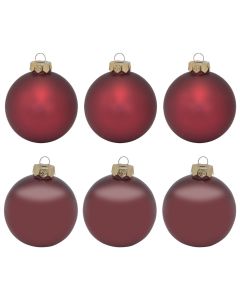 Decorative sphere, glass, red, dia 8 cm, 6 pc