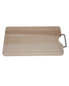 Cutting board with metalic handle , Size: 32x20x2 cm, Color: Natural, Material: Wood+Metal