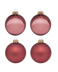 Decorative sphere, glass, red, dia 10 cm, 4 pc