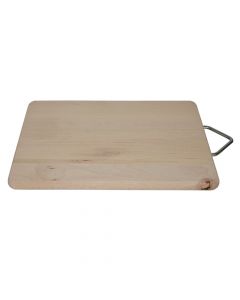 Cutting board with metal handle, Size: 37x27x2 cm, Color: Natural, Material: Wood+Metal