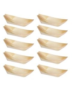 Oval bowl, wood, 11xH6.5 cm, brown, 10 pieces