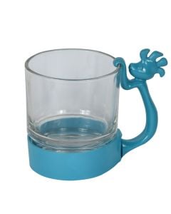 Cup with handle RENGA, Size: Dia. 8x9 cm, Color: Assorted, Material: Glass+Plastic