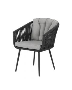 Vincent chair, aluminium-knitting ratan, black
