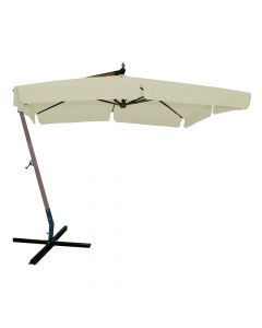 Square umbrella, side, wooden/polyester, beige, 300x300 cm