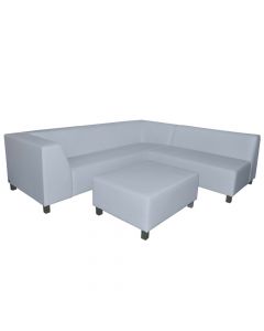 Corner sofa+table, MARABELLA, impregnated wood/antibacterial foam/100% waterproof fabric, light blue, sofa: 250x220xH73 cm, table: 90x70xH40 cm