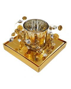 Candle holder, glass, gold/matt, 11.3x11.3xH7.5 cm