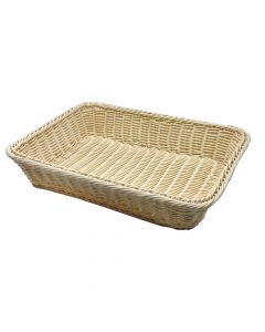 Bread basket, plastic, natural, 37.5x26.5x7 cm