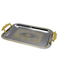 Serving tray, stainless steel, silver, 51x35 cm