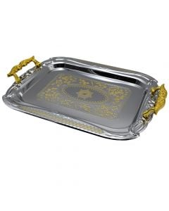 Serving tray, stainless steel, silver, 51x35 cm