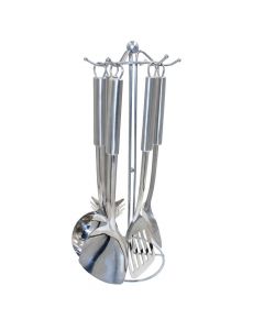 Kitchen accessories and holder, stainless steel, 6 piece