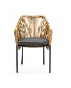 Helix armchair, aluminium structure/PE teist wicker, brown, 56x66xH82 cm