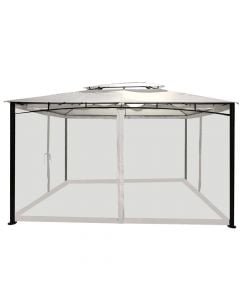 Gazebo, steel-polyester, with mosquito net, white, 300x400 cm