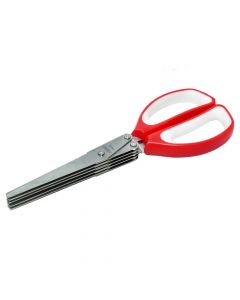 Multi-blade scissors ( 5 blade ), Size: 22cm (12.5 blade ), Color: Red, Material: Metallic
