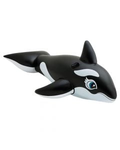Float with character  dolphin, PVC, black/white, 193x111 cm