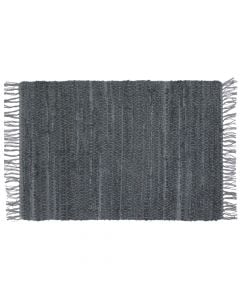 Cotton rug with fringe, dark gray, 60 x 90 cm
