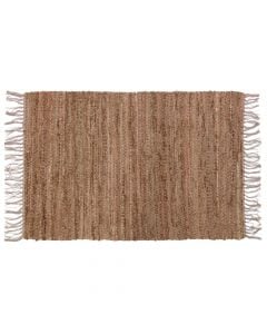 Cotton rug with fringe, brown cream, 60 x 90 cm