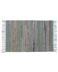 Cotton rug with fringe, turqoise shade, 60 x 90 cm