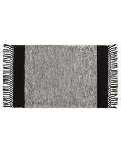 Cotton rug with fringe, gray / black, 60 x 90 cm
