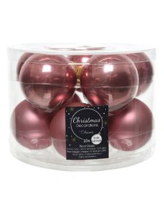 Decorative sphere, glass, velvet pink, dia: 6 cm, 10 pieces,