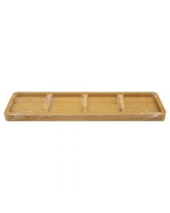 Serving plate, 4 compartments, bamboo, natural, 33x10xH2 cm