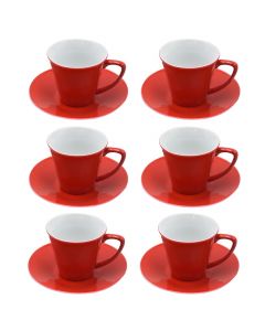 Coffee cup, set of 6 pieces, porcelain, red