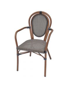 Lucca arm chair, textile, brown / black, 55 x 58 x 88 cm