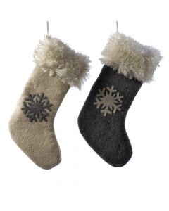 Decorative christmas socks, different colors, polyester, 28 x 50 cm