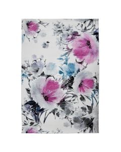Carpet T Flora, modern, synthetic yarn, green / pink / white, 133 x 190 cm