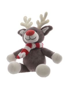 Deer with scarf, decorative, polyester, brown with other colors, 28 cm