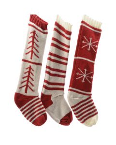 Çorape dekorative, akrilik, e kuqe / e bardhë, 13 x 60 cm