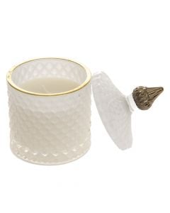 Scented decorative candle with glass holder white