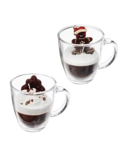 Scented candle with glass holder, Chocolate aroma, brown with white color, Dia 12 cm