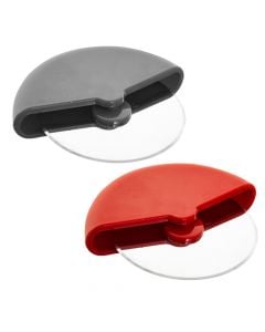 Pizza cutter, metal+plastic, red/silver