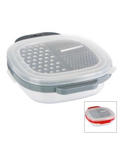 Grater with vacuum box, stainless steel+plastic, 24x24xH7 cm