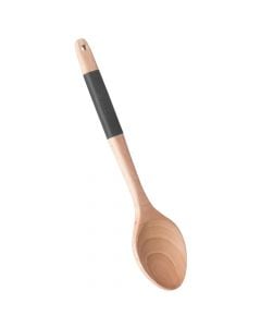 Spoon, wooden+silicone, black/natural, 32 cm