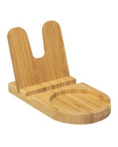 Spoon and lid holder, bamboo, natural, 12x20 cm