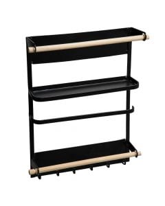 Kitchen organizer shelf, metallic, black, 27x6xH34 cm