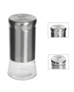 Salt jar, stainless steel+glass, silver/clear, ø5.5 xH11.5 cm
