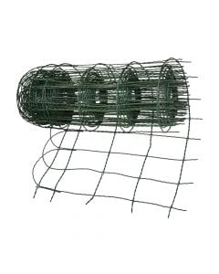Rrjetë  për rrethim, metalike me veshje plastike, jeshile, 65 cmx10 m