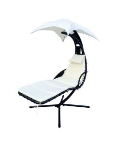 Swing, metal / polyester, black / cream, with canopy, bearing weight max 120kg, 190 x 105 x 205 cm