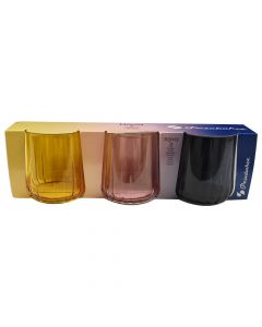 Water glass, set of 3 pcs, Nova, glass, assorted, Ø8.9 xH11 cm, 315 cc