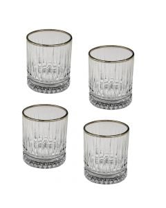 Whisky glass, set of 4 pcs, Elysia, glass, clear, Ø7.3 xH8.5 cm, 210 cc