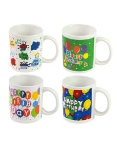 Mug, Happy Birthday, porcelain, colorful, Ø8 xH9.5 cm, 300 ml