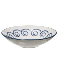 Salad bowl, Ellinika, ceramic, white/blue, dia.31 cm