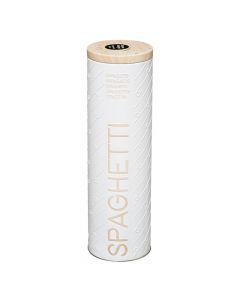 Spaghetti box + measurer, metallic, white, Ø8.5 xH28 cm, 1 kg