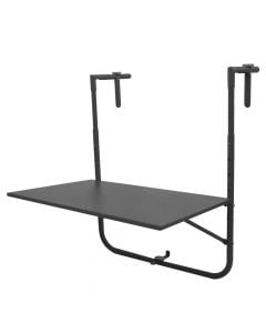Tavolinë ballkoni, konstrukt metalik, e zezë, 60 x 43 cm