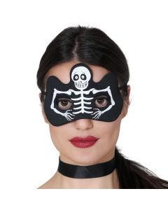 Maskë për syte, skeleton, poliester, standart, e zezë, bardhë