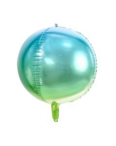 Metallic foil balloon, "Meramid", ombre in blue and green, 35 cm