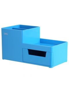 Desk organizer for stationery accessories, Deli, plastic, 17.5x9x9.2 cm, blue, 1 piece