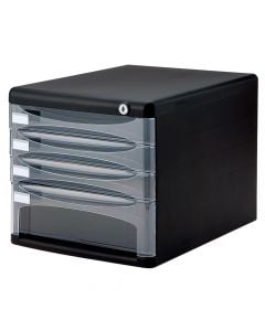 Document holder with 5 drawers, 270x360x260 mm, plastic, black